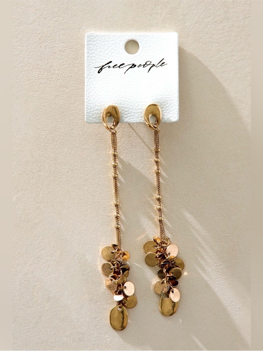Free People Solana gold Long Dangle Cluster Disk Earring